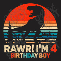 Kids Rawr I'm 4 T Rex 4 Year Old 4th Birthday Boy Dinosaur Party Music T-shirt | Artistshot