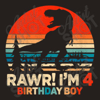 Kids Rawr I'm 4 T Rex 4 Year Old 4th Birthday Boy Dinosaur Party Music Tank Top | Artistshot