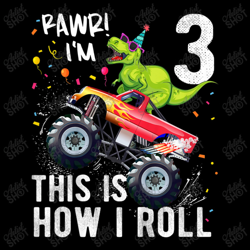 Kids T Rex Dinosaur Monster Truck 3rd Birthday Boys And Girls Design C Pocket T-shirt | Artistshot