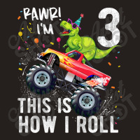 Kids T Rex Dinosaur Monster Truck 3rd Birthday Boys And Girls Design C Tank Top | Artistshot