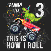 Kids T Rex Dinosaur Monster Truck 3rd Birthday Boys And Girls Design C 3/4 Sleeve Shirt | Artistshot