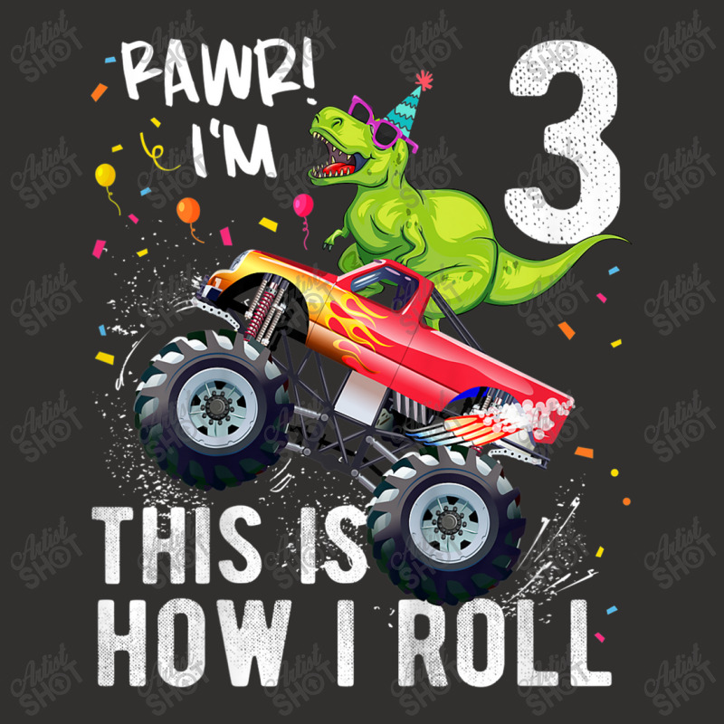 Kids T Rex Dinosaur Monster Truck 3rd Birthday Boys And Girls Design C Champion Hoodie | Artistshot