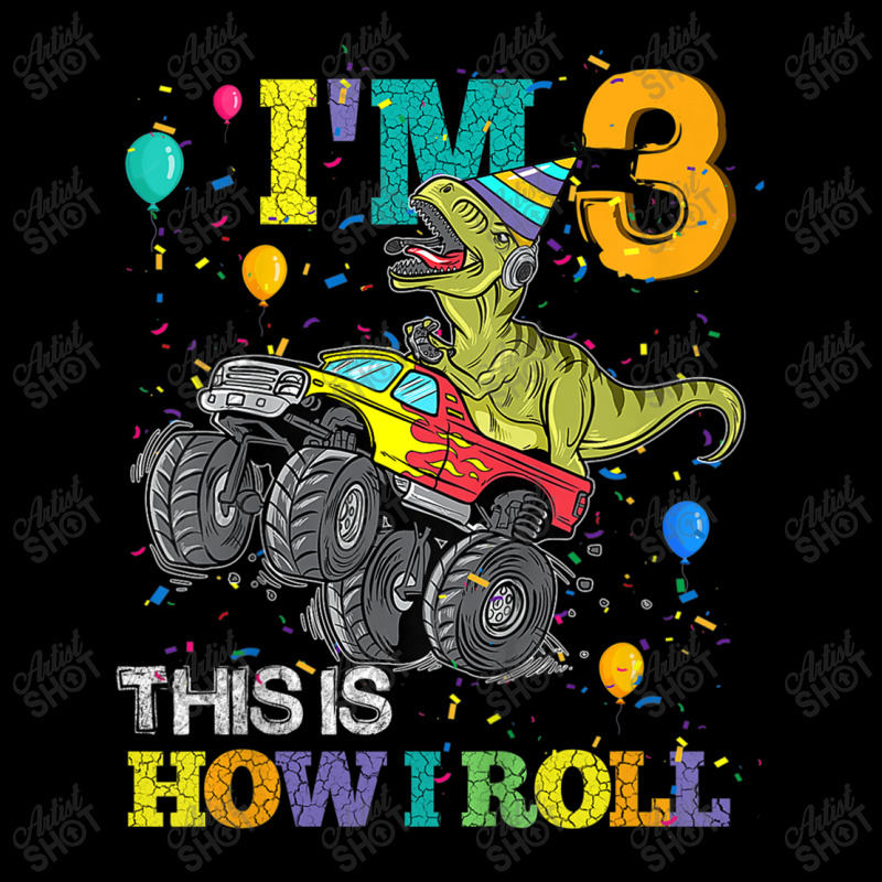 Kids T Rex Dinosaur Monster Truck 3rd Birthday Boys And Girls Games Ch V-neck Tee | Artistshot