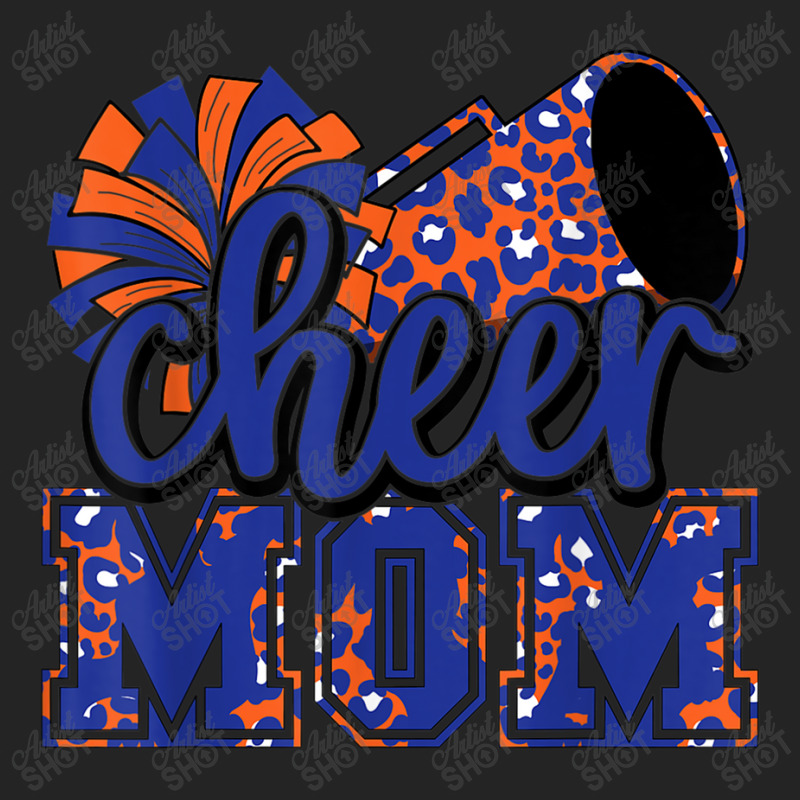 Cheer Mom Blue Orange Leopard Cheer Poms & Megaphone Mens Womens 3/4 Sleeve Shirt by HailieDesign | Artistshot