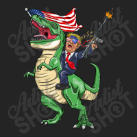 Machine Gun Trump On T Rex Dinosaur With American Flag Women My Favori 3/4 Sleeve Shirt | Artistshot