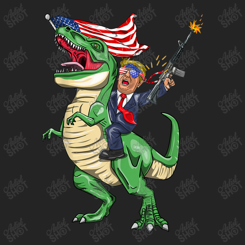 Machine Gun Trump On T Rex Dinosaur With American Flag Women My Favori 3/4 Sleeve Shirt | Artistshot