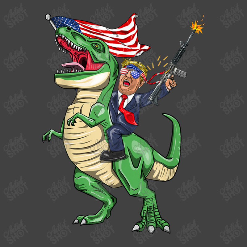 Machine Gun Trump On T Rex Dinosaur With American Flag Women My Favori Vintage T-shirt | Artistshot