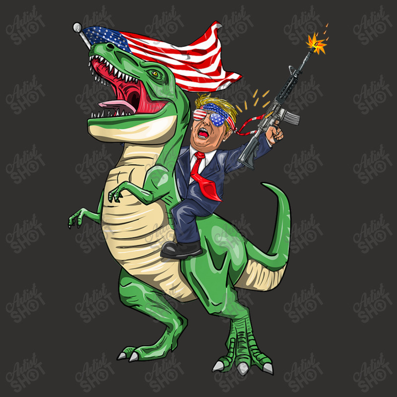 Machine Gun Trump On T Rex Dinosaur With American Flag Women My Favori Champion Hoodie | Artistshot