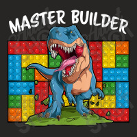 Master Builder Funny Building Blocks T-rex Dinosaur Characters Video G Ladies Fitted T-shirt | Artistshot