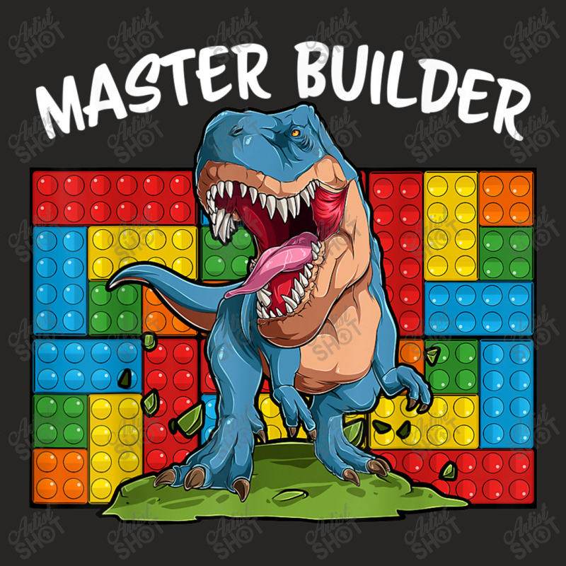 Master Builder Funny Building Blocks T-rex Dinosaur Characters Video G Ladies Fitted T-Shirt by JazmineDesign | Artistshot