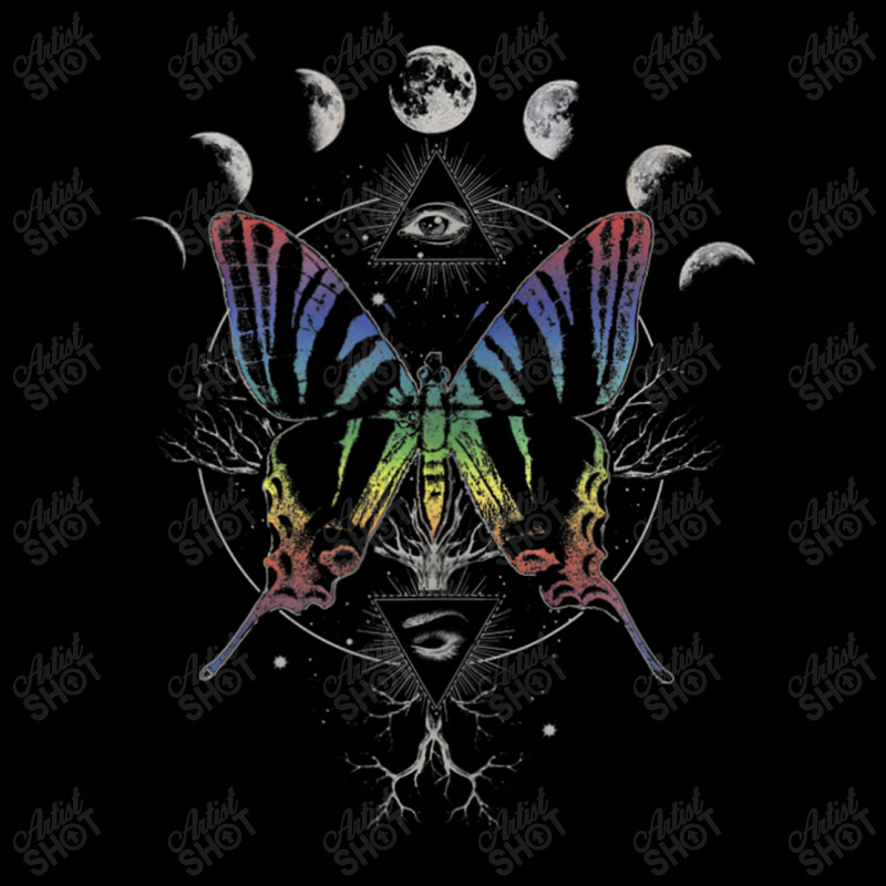 Moon Cycle Rainbow Butterfly Circle V-neck Tee | Artistshot