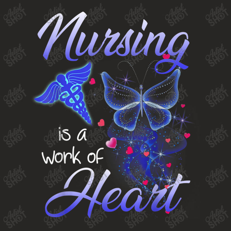 Nursing Is A Work Of Heart Butterfly  T For Nurses Ladies Fitted T-Shirt by AntoineDesign | Artistshot