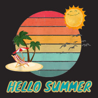 Hello Summer Vacation Palm Tree Sun Birds And Sea Vintage Cap | Artistshot