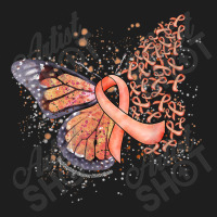 Peach Ribbon Endometrial Cancer Awareness Dripping Butterfly Classic T-shirt | Artistshot