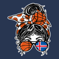 Iceland Basketball Lovers Messy Bun Hair Girl Icelandic Flag T Shirt Ladies Denim Jacket | Artistshot