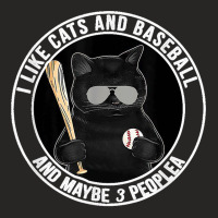 I Like The Cats And Baseball And Maybe 3 People Blackie Cat Ladies Fitted T-shirt | Artistshot