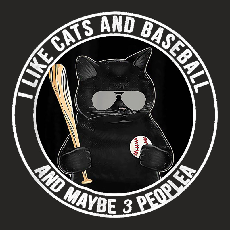 I Like The Cats And Baseball And Maybe 3 People Blackie Cat Ladies Fitted T-Shirt by LeonelSalas | Artistshot