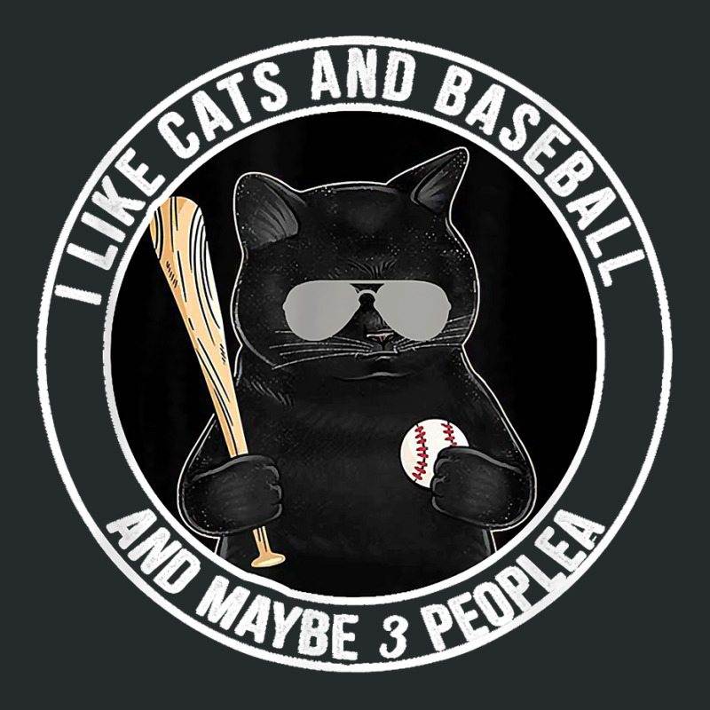 I Like The Cats And Baseball And Maybe 3 People Blackie Cat Women's Triblend Scoop T-shirt by LeonelSalas | Artistshot