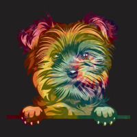 Dog Yorkie Tie Dye Color Peeking T  Shirt Animal Dog Yorkie Tie Dye Co T-shirt | Artistshot