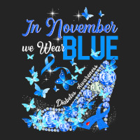 Diabetes In November We Wear Blue Butterflies Diabetes Awareness 35 3/4 Sleeve Shirt | Artistshot