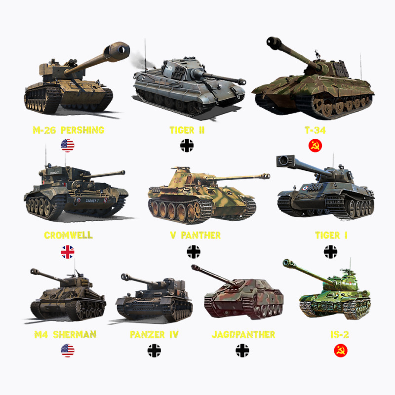 Top Ten Best Ww2 Tanks M4 Sherman Panzer Iv Tiger Ii T 34 T Shirt T-Shirt by roopeedwrich76 | Artistshot