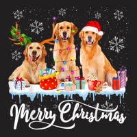 Golden Retriever Dog Merry Christmas Golden Retriever Santa Light Rein T-shirt | Artistshot