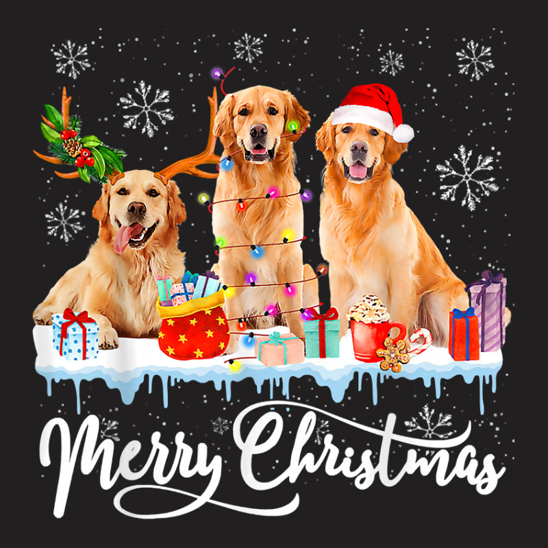 Golden Retriever Dog Merry Christmas Golden Retriever Santa Light Rein T-shirt | Artistshot