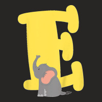 Kids Capital Letter E Alphabet Elephant Cute Kids Initial Ladies Fitted T-shirt | Artistshot