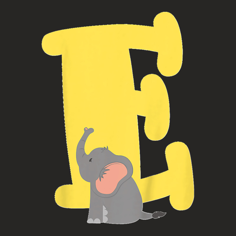 Kids Capital Letter E Alphabet Elephant Cute Kids Initial Ladies Fitted T-Shirt by LeonelSalas | Artistshot