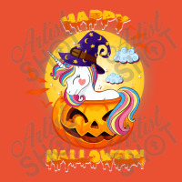 Happy Halloween Cute Candy Corn Unicorn With Witch Hat Girls Ladies Fitted T-shirt | Artistshot