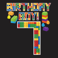 Cute 7th Birthday Gift 7 Years Old Block Building Boys Kids T Shirt T-shirt | Artistshot