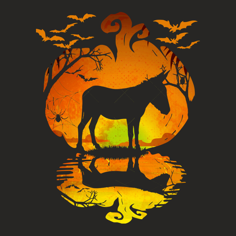 Donkey Donkey Silhouette Pumpkin Donkey Halloween Costume 510 Cattle Ladies Fitted T-Shirt by peafowl | Artistshot