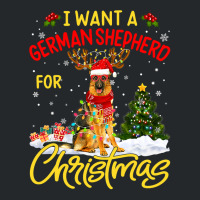 German Shepherd Gsd I Want German Shepherd Christmas Lights Santa Rein Crewneck Sweatshirt | Artistshot