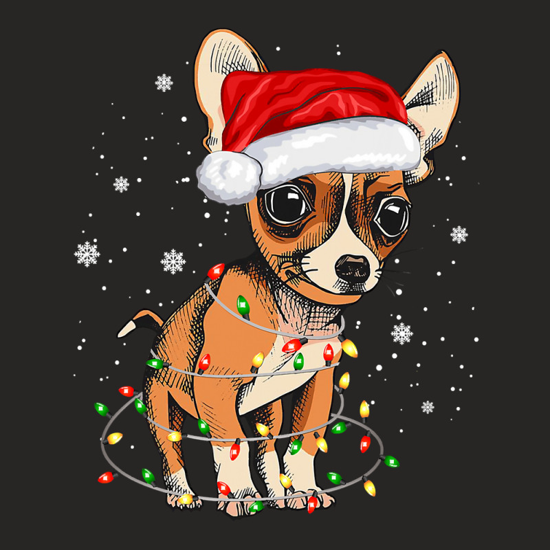 Chihuahua Dog Tree Christmas Light Xmas Pajama Matching 358 Ladies Fitted T-Shirt by pester | Artistshot