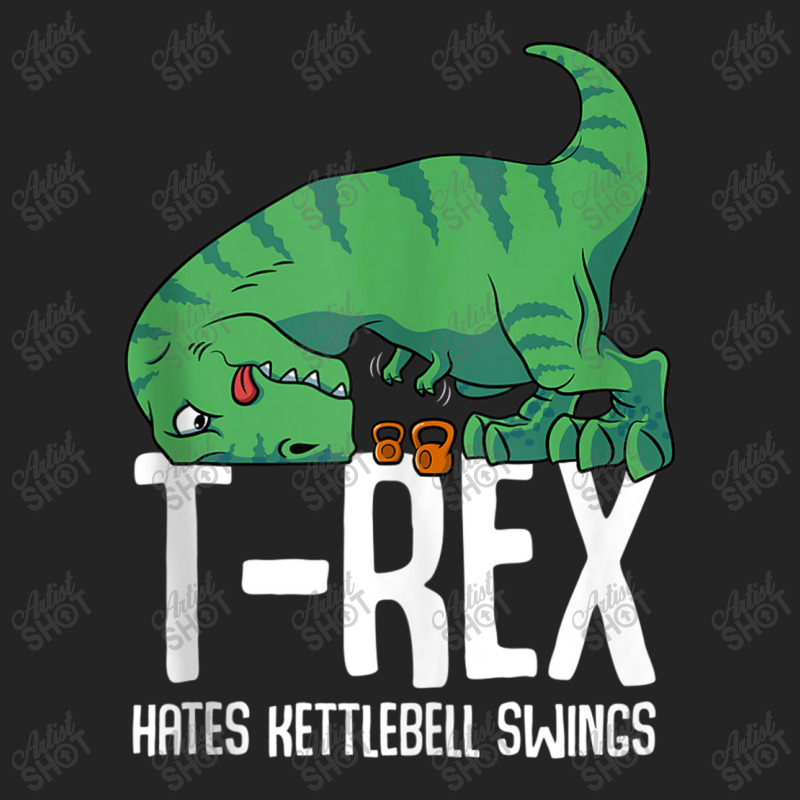 T-rex Hates Kettlebell Gym Short Arms Dino Lover Funny Trex For Mens W 3/4 Sleeve Shirt | Artistshot