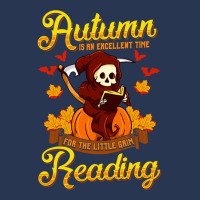 Book Halloween Grim Reaper Autumn Excellent Time Little Grim Reading Men Denim Jacket | Artistshot