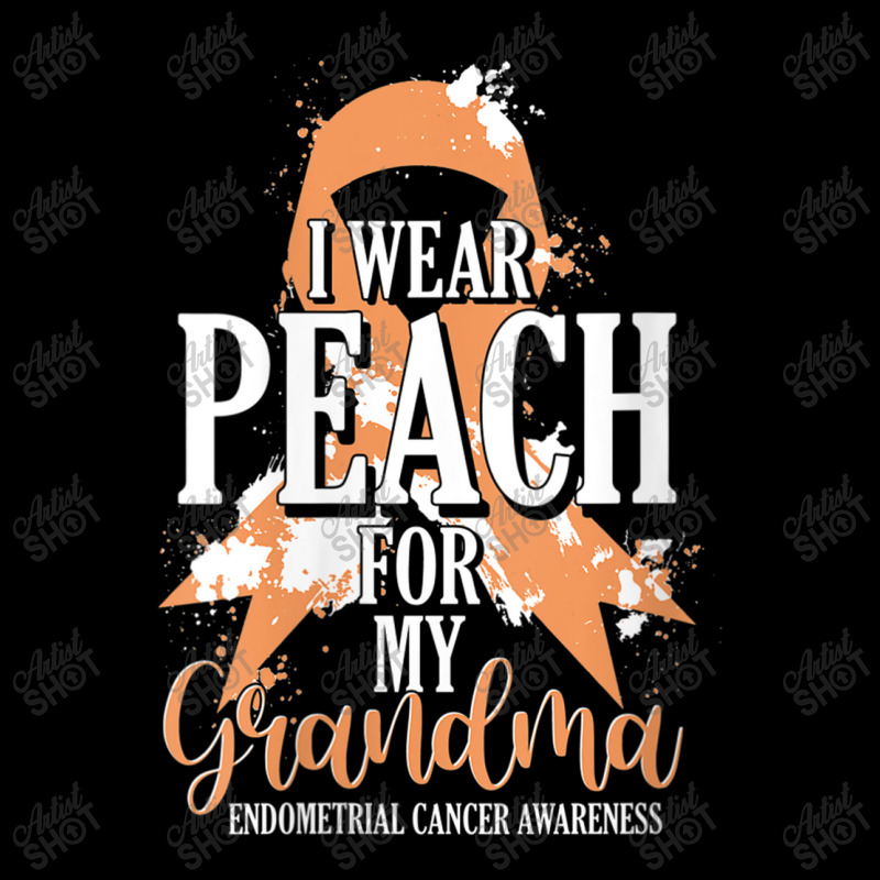 Womens Peach Ribbon Grandma Endometrial Cancer Awareness Cropped Hoodie by LaytonDesign | Artistshot