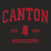 Canton Mississippi Ms Vintage Sports Design Red Print T Shirt Ladies Fitted T-shirt | Artistshot