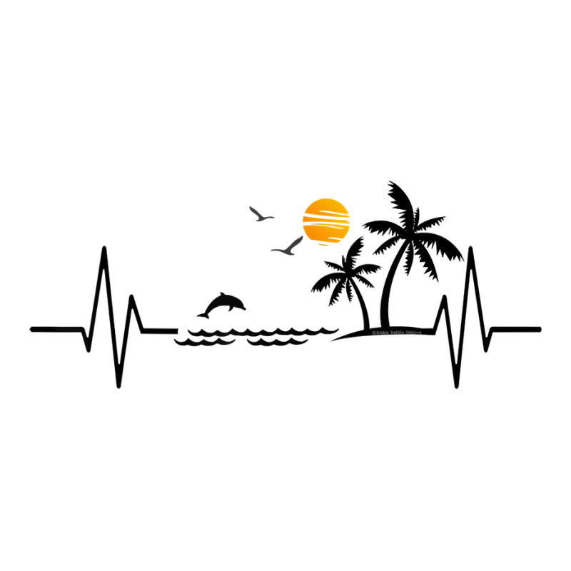 Heartbeat With Tropical Palm Trees Beach Island And Dolphin T Shirt Zipper Hoodie by klezgbnist | Artistshot