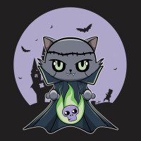 Black Cat Vampire Dracula And Magic Anime Halloween Fire T-shirt | Artistshot