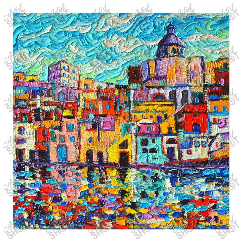 Italy Procida Island Marina Corricella Naples Bay Palette Knife Oil Pa Crop Top by magicbooshrooms | Artistshot