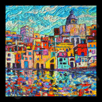 Italy Procida Island Marina Corricella Naples Bay Palette Knife Oil Pa Legging | Artistshot