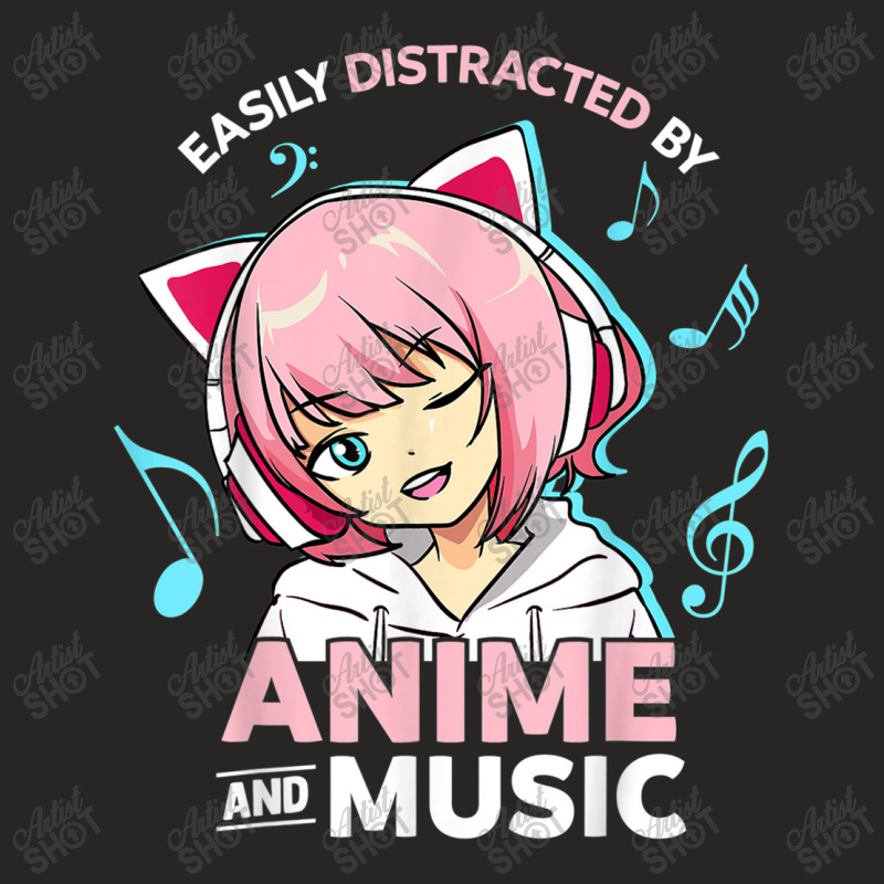 Easily Distracted By Anime And Music Women Anime Teen Girls Ladies Fitted T-Shirt by MadisonDesign | Artistshot