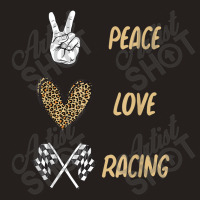 Women's Racing Design Kids Girls Peace Love Racing Race Flag Video Gam Tank Top | Artistshot