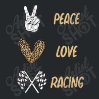 Women's Racing Design Kids Girls Peace Love Racing Race Flag Video Gam Crewneck Sweatshirt | Artistshot