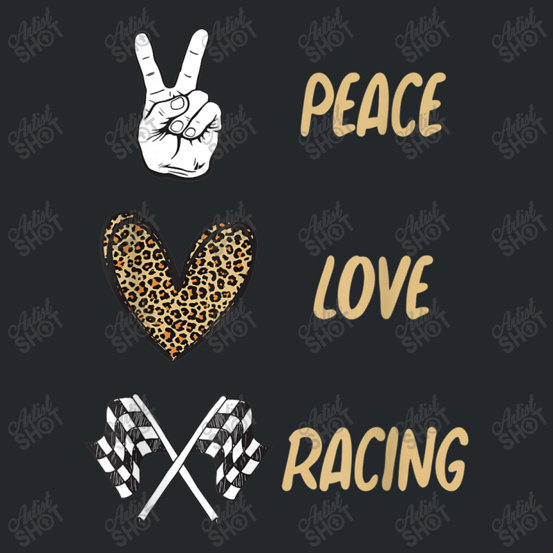 Women's Racing Design Kids Girls Peace Love Racing Race Flag Video Gam Crewneck Sweatshirt by CaleDesign | Artistshot