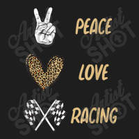 Women's Racing Design Kids Girls Peace Love Racing Race Flag Video Gam Classic T-shirt | Artistshot