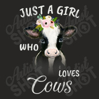 Funny Gift Watercolor Just A Girl Who Loves Cows Ladies Fitted T-shirt | Artistshot