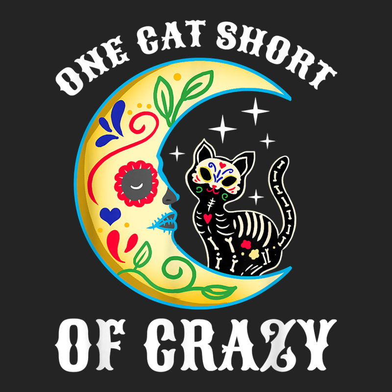 One Cat Short Of Crazy Sugar Skull Moon And Kitten Painting 3/4 Sleeve Shirt | Artistshot