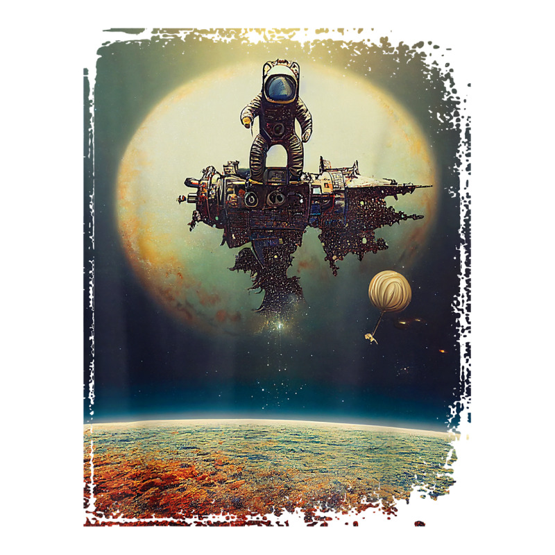 Astronaut Stranded On A Destroyed Space Station Solar System T Shirt Sticker | Artistshot